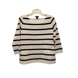 Women’s Club Monaco Navy Striped Textured Top with Pockets size M